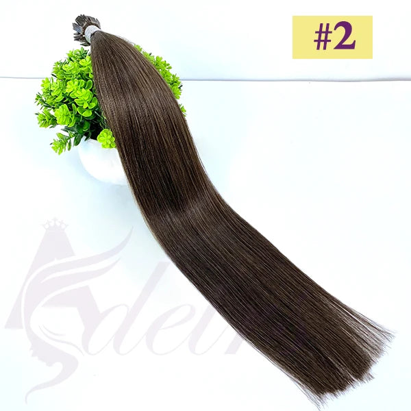 ADEIRS Flat Tip Hair Extensions 100% Real Human Hair Fusion Keratin Capsule Hair Extensions Brown Blonde Straight 1g/Strand