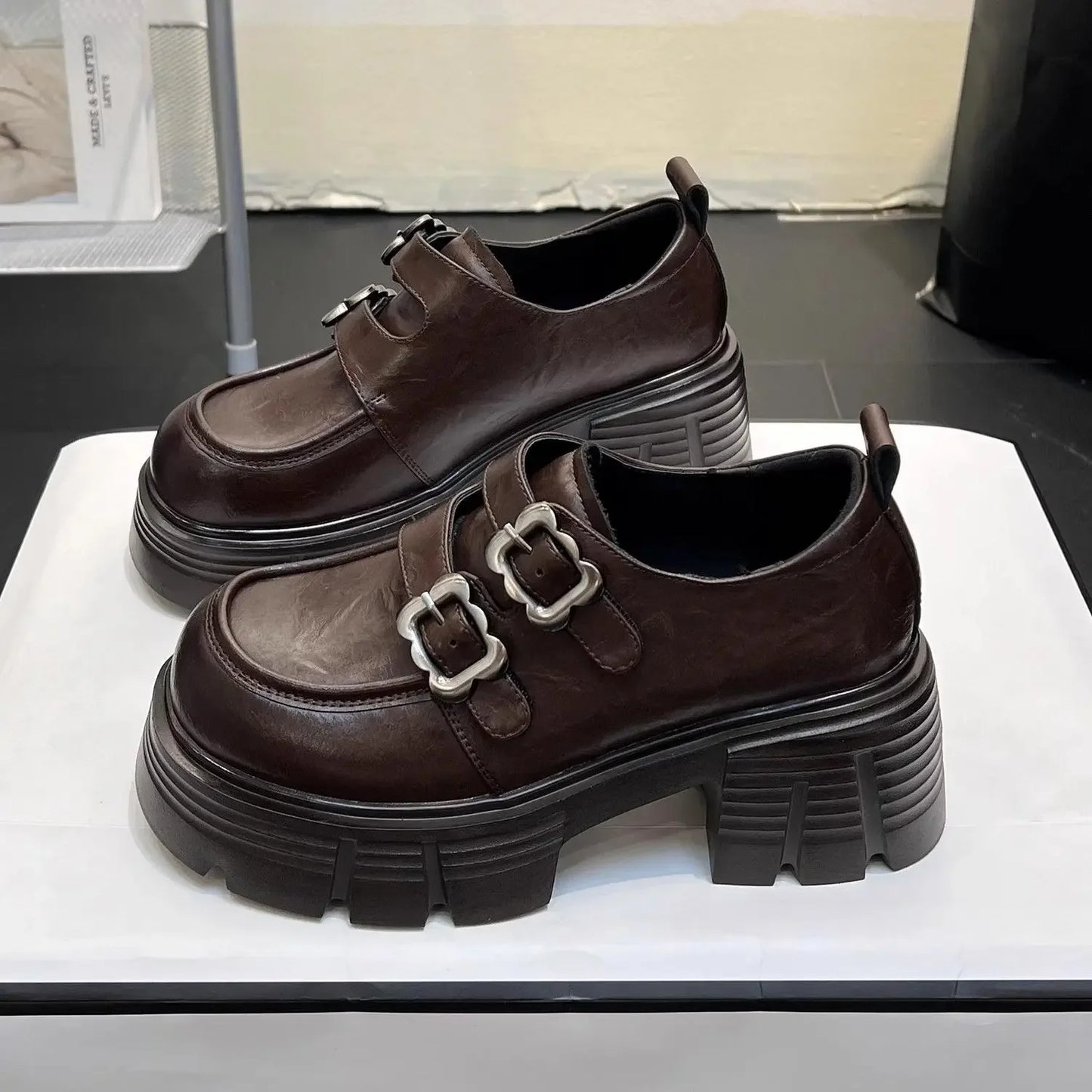 Shoes for Women  New Quality Women's Pumps Hot Sale Loafers Fashion Buckle Platform Leather Shoes Trend Versatile Zapatos