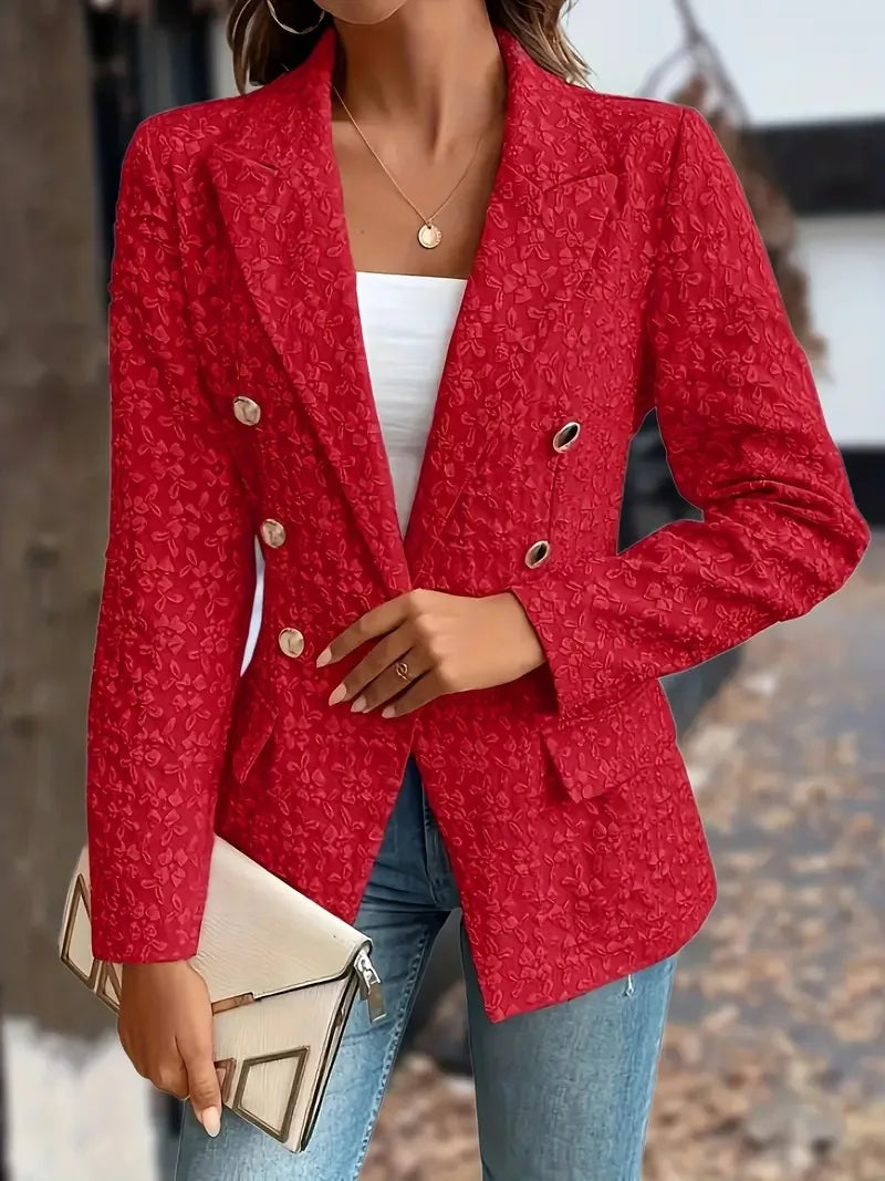 New Women's Blazers Spring Autumn Button Cardigan Jacket Fashion Commuter Office Solid Color Jacquard Elegant Simple Suit Top