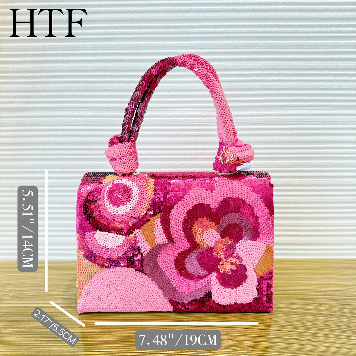 New Design Flower Beaded Handbag Women's Shiny Evening Bags For Wedding Lady Party Beading Totes Crossbody Bag