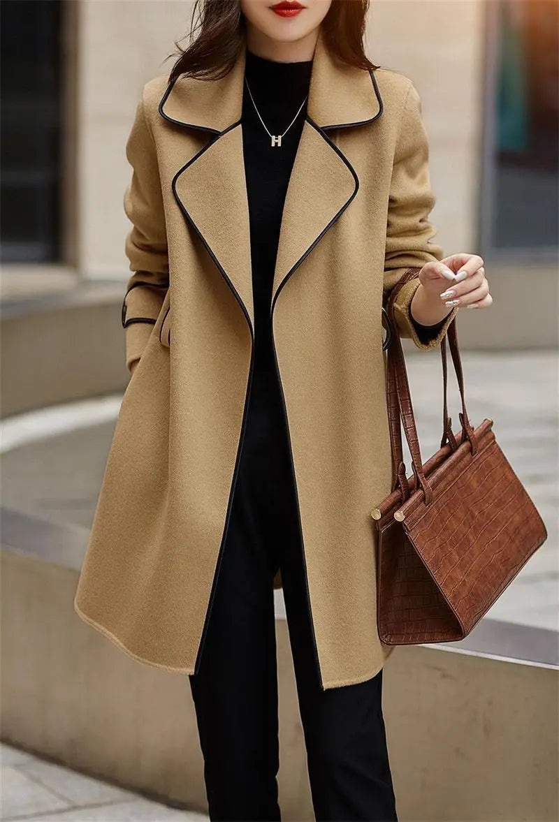 Loose Clothing Over Women's Blazers Long Female Coats and Jackets Black Jacket Dress Solid Overcoat New in Trench Coat Outerwear