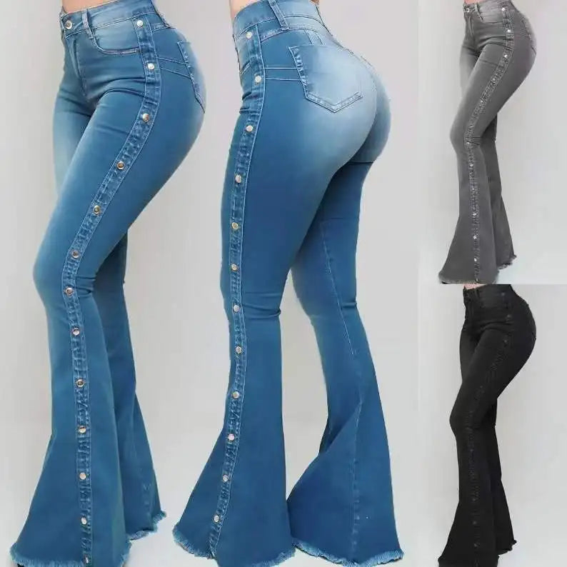 Women's Clothing New Jeans European American 2025 new popular high waisted elastic floor speaker jeans women long pants Jeans