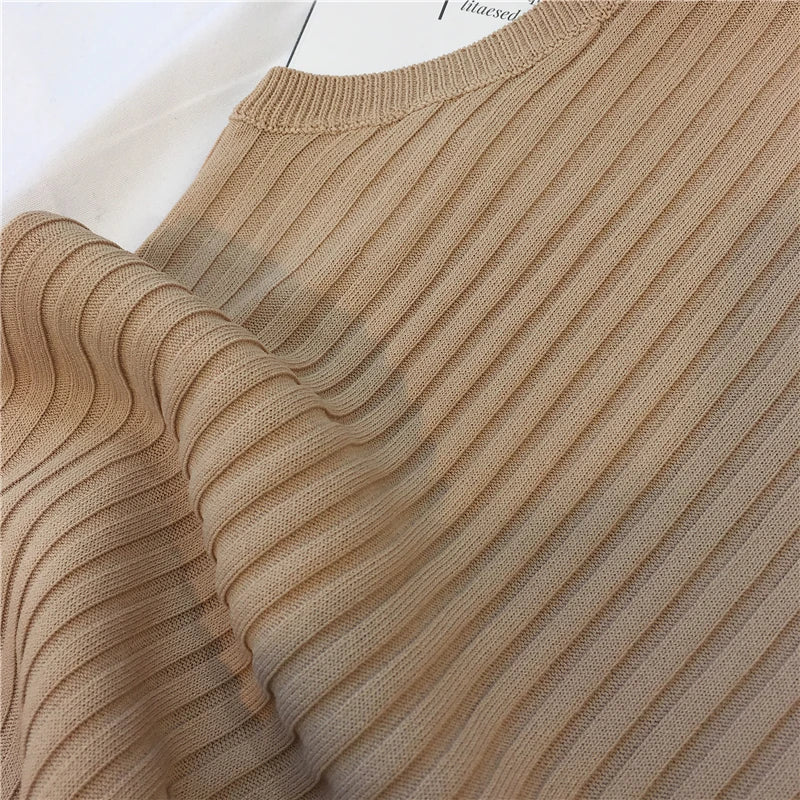 zjais Summer Spring Tanks Top Women Sleeveless Knitted T-Shirts Female Elastic Slim Casual Vests Crop Tops Camis Pullover Shirts