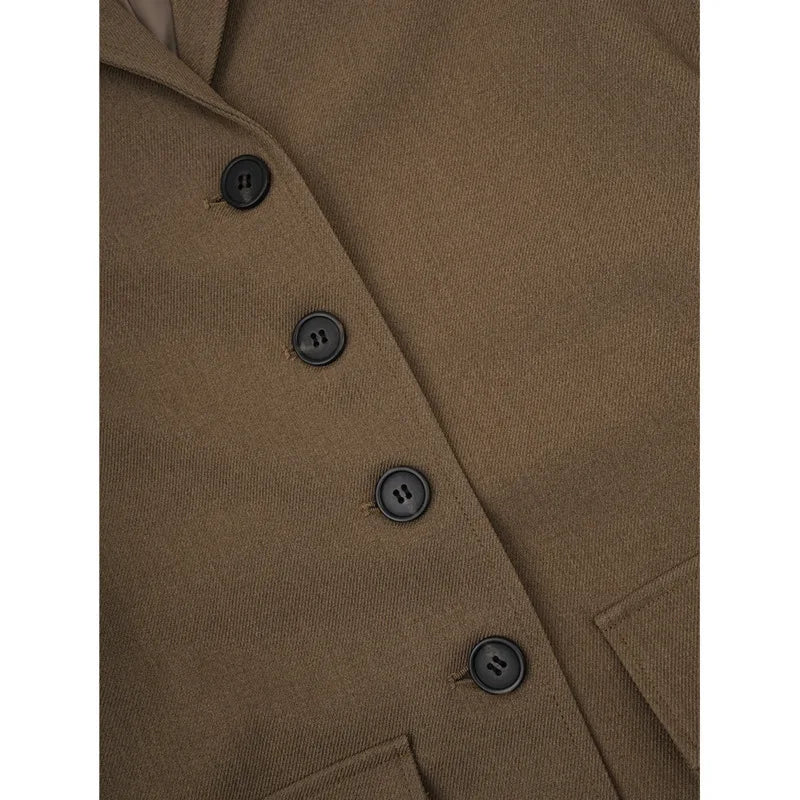 KWTX 2025 Spring Summer Brown Blazer Women's Vintage Slim Single Breasted Belted Jacket Pocket Elegant Office Casual Outfit