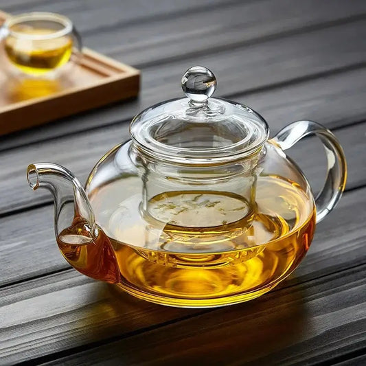 High Borosilicate Glass  Flower Teapot Set: Heat-Resistant, Filterable, 400ml/1000ml"