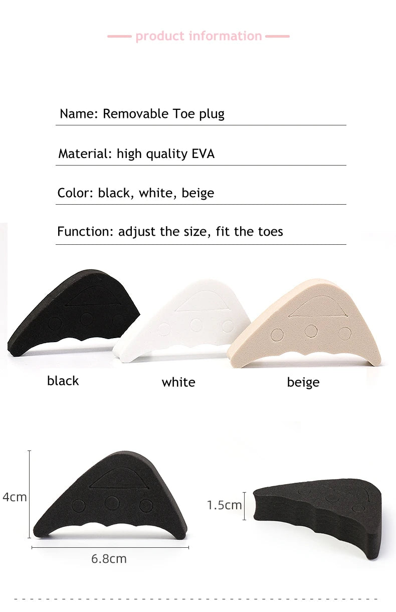 Women High Heel Half Forefoot Insert Toe Plug Cushion Pain Relief Protector Big Shoes Toe Front Filler Adjustment 1 Pair