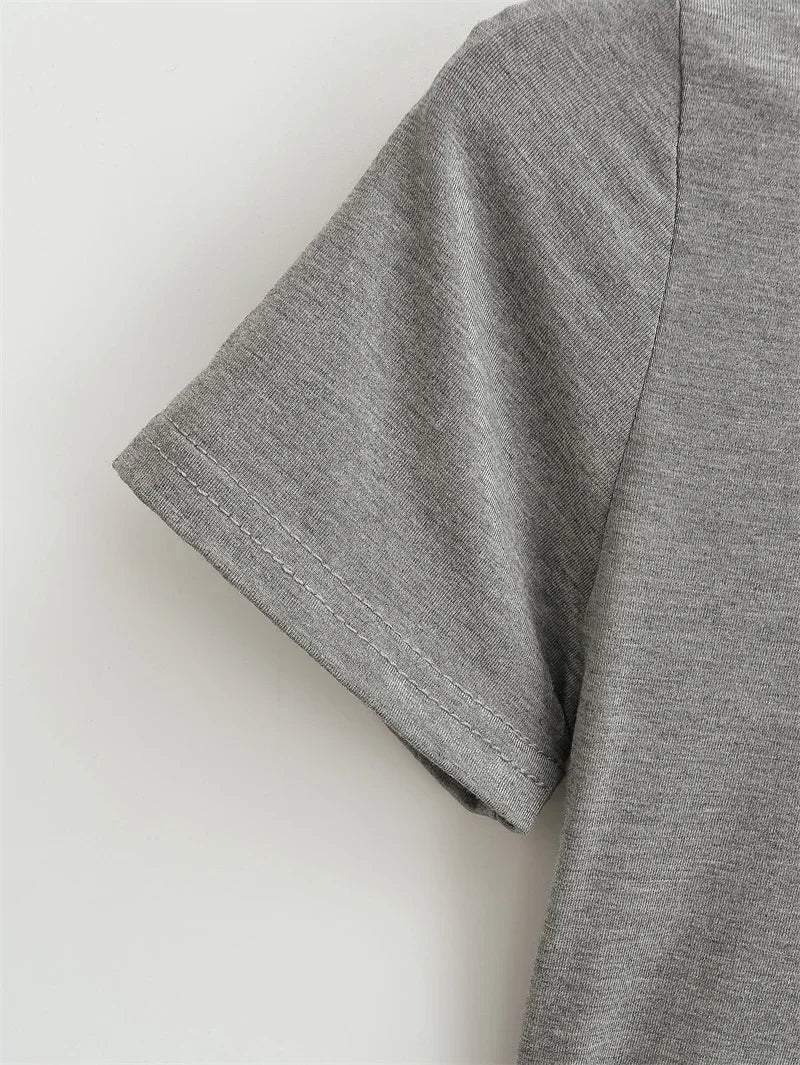 New High Quality Casual T shirt Sexy Slim Short Sleeves Fashion Trend Solid Women Clothing y2k Tops