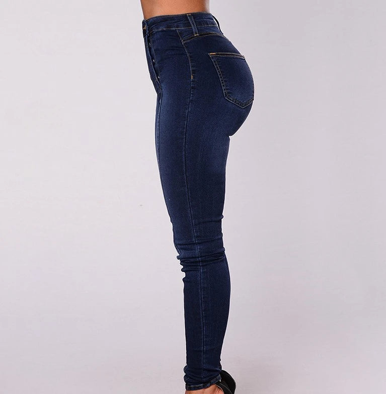 Denim Pencil Pants Women Vintage Jeans High Waist Washed Double Breasted Pockets Basics Ankle Length Trousers 2025 Streetwear