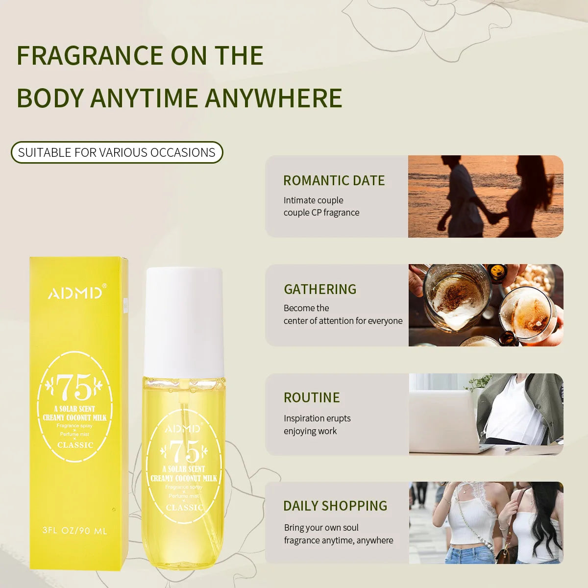 Brazilian digital perfume body long-lasting fragrance alcohol-free fresh aromatic fragrance suitable for men and women parties