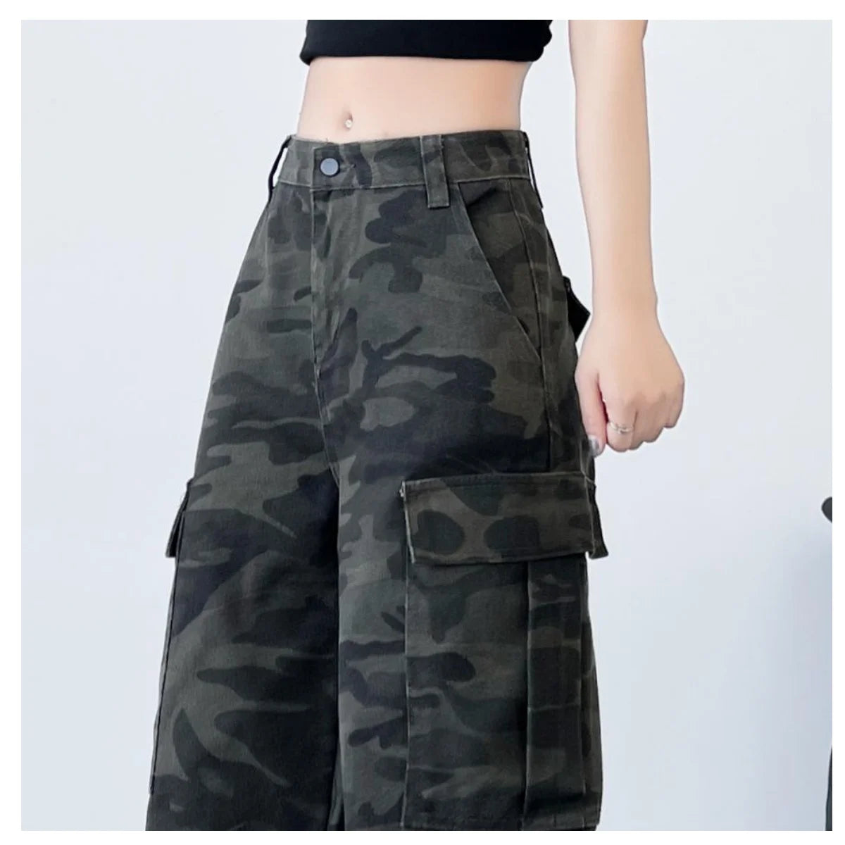 Fashionable Casual Wide-Leg Jeans American Retro Overalls Workwear Style Women's Trousers