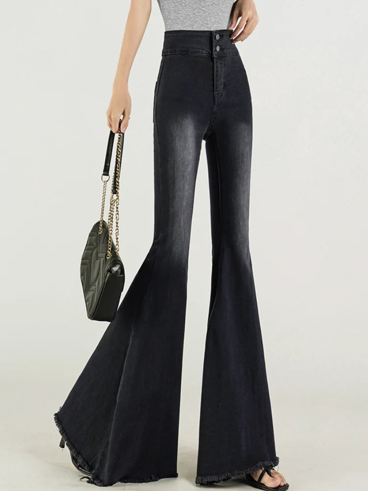 Skinny Jeans for Women Black Sexy Cool Girls Spring Summer Full Length Flare High Waist Do Old Casual Washed New Simple Design