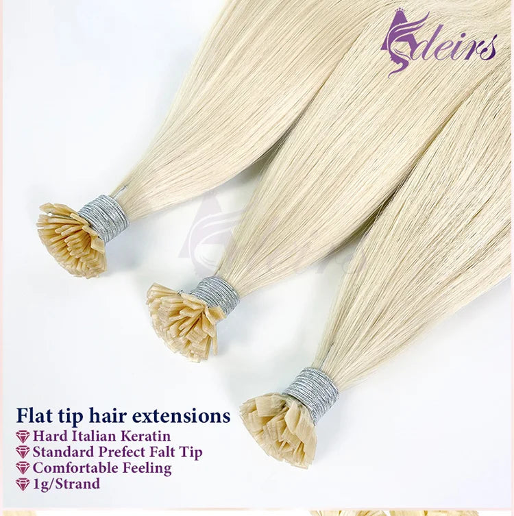 ADEIRS Flat Tip Hair Extensions 100% Real Human Hair Fusion Keratin Capsule Hair Extensions Brown Blonde Straight 1g/Strand