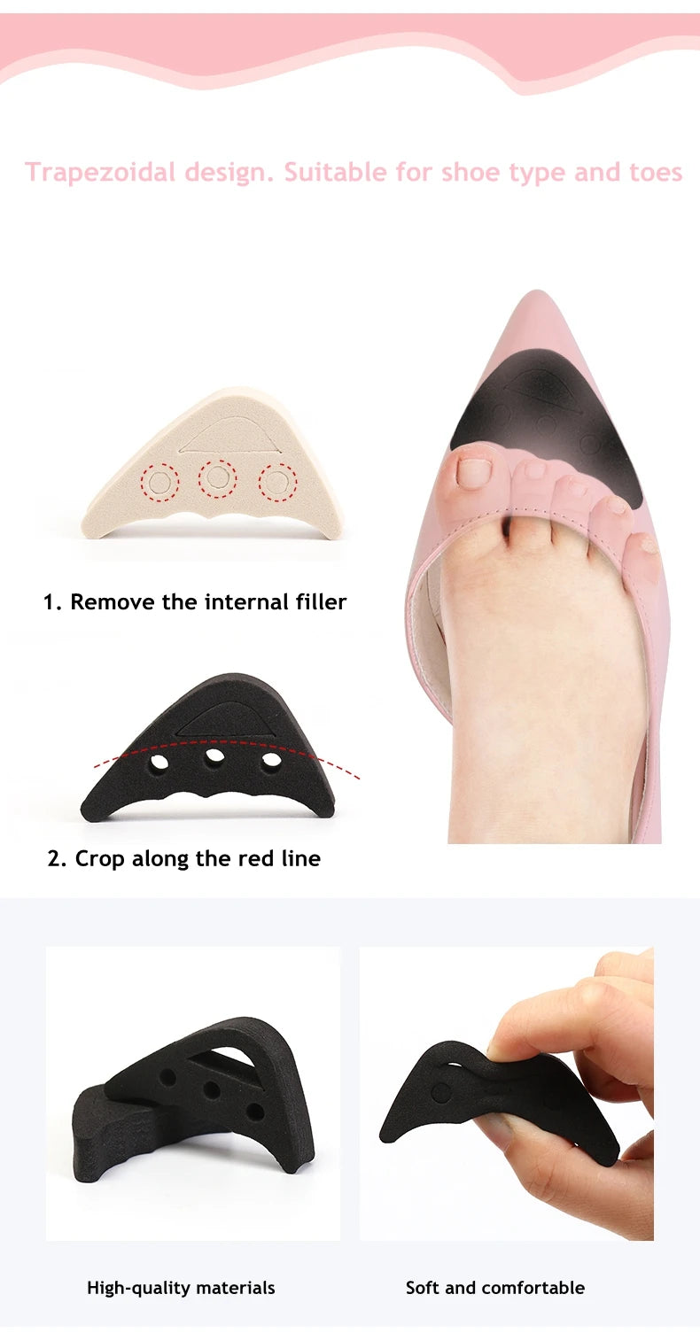 Women High Heel Half Forefoot Insert Toe Plug Cushion Pain Relief Protector Big Shoes Toe Front Filler Adjustment 1 Pair