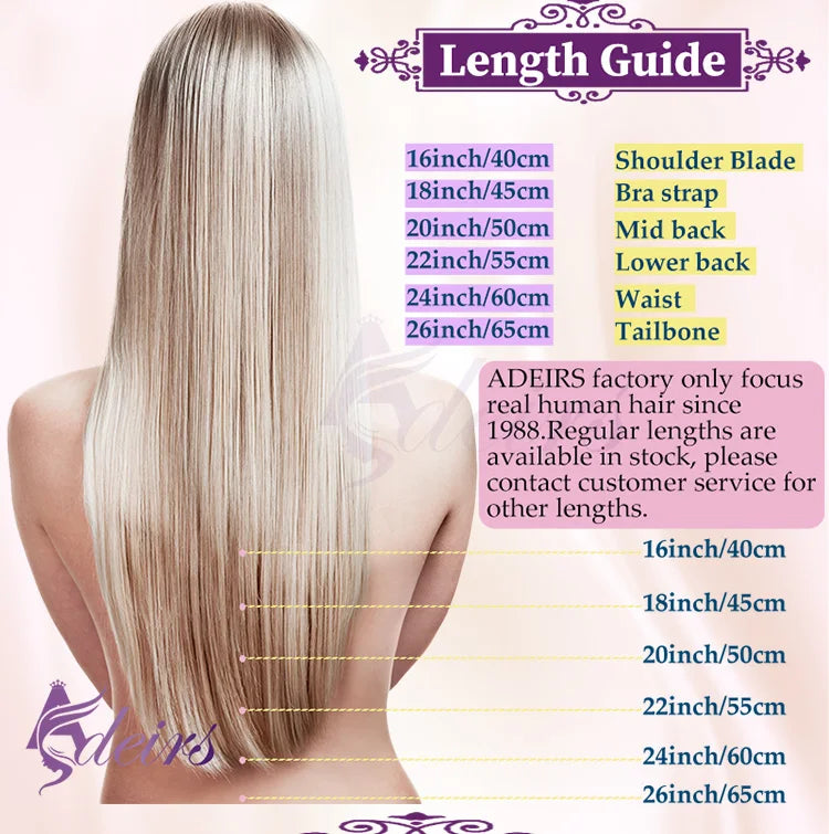 ADEIRS Flat Tip Hair Extensions 100% Real Human Hair Fusion Keratin Capsule Hair Extensions Brown Blonde Straight 1g/Strand