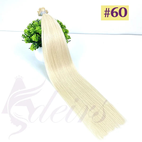 ADEIRS Flat Tip Hair Extensions 100% Real Human Hair Fusion Keratin Capsule Hair Extensions Brown Blonde Straight 1g/Strand