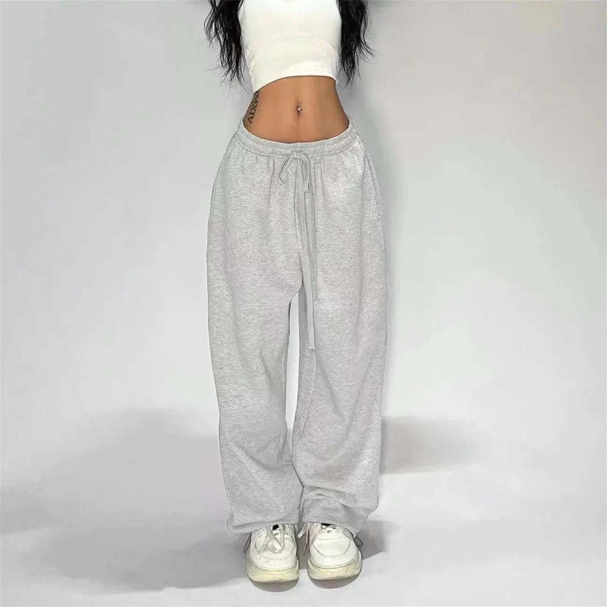 Women Harajuku Wide Leg Sweatpants 2025 Spring Fall Solid Fashion Sport Pant Female Casual Oversize Clothes Lady Baggy Trousers