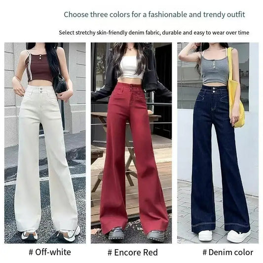 Jeans Women's 2025 New Fashionable Versatile Wide Leg Micro Pull up Pants