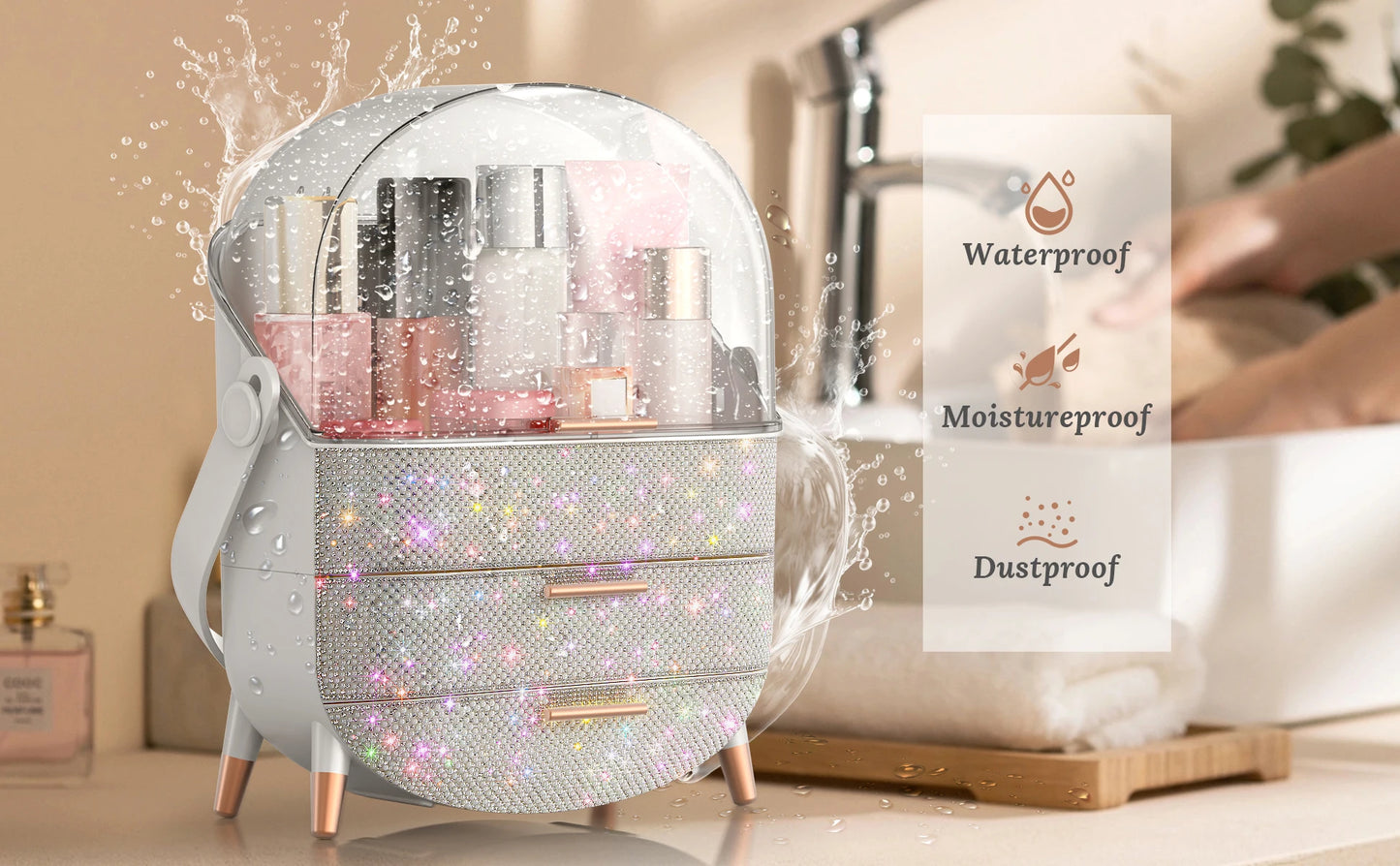 Compact Makeup Organizer - Spacious Storage for Eyeshadow, Skincare & More - Perfect for Bedrooms, Dorms, and Travel - Keeps Cos