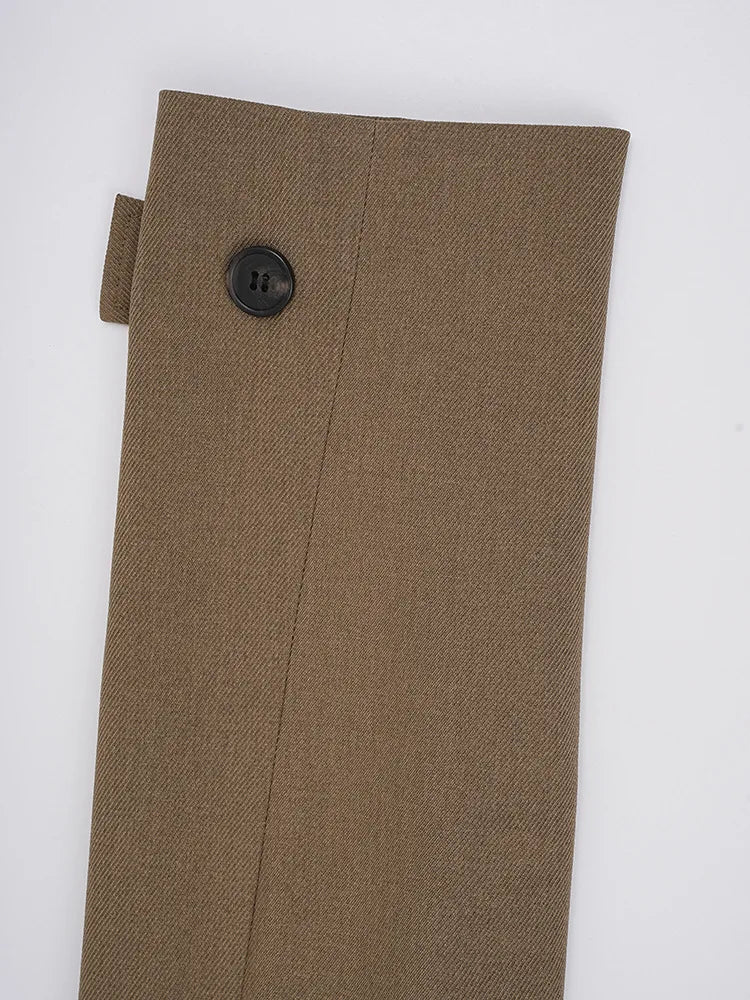 KWTX 2025 Spring Summer Brown Blazer Women's Vintage Slim Single Breasted Belted Jacket Pocket Elegant Office Casual Outfit