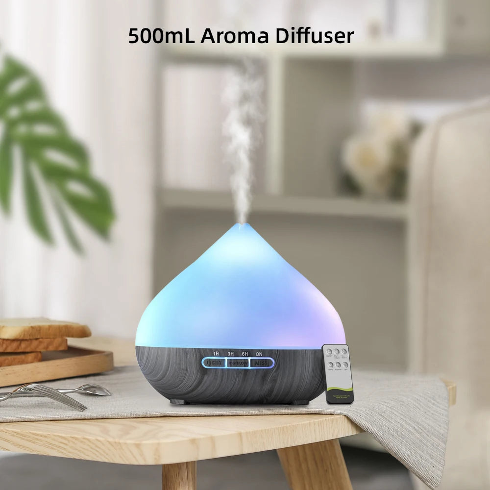 500ml Ultrasonic Air Humidifier Aromatherapy mist Essential Oil Diffusers 14 multicolor LED night lights with 6 oils for home