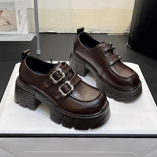Shoes for Women  New Quality Women's Pumps Hot Sale Loafers Fashion Buckle Platform Leather Shoes Trend Versatile Zapatos