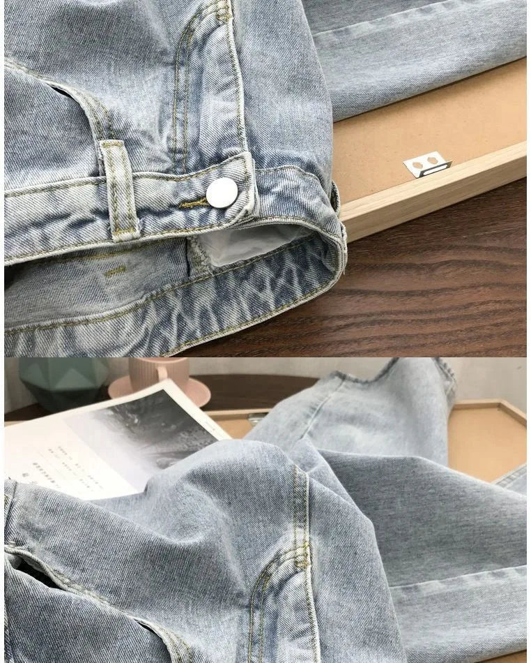 High Waist Women Jeans 2023 Spring Autumn Solid Loose Straight Denim Pants Female Retro Wide Leg Casual Trousers