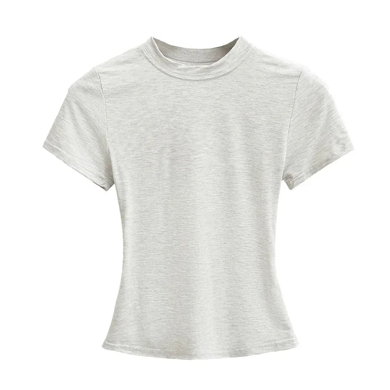 New High Quality Casual T shirt Sexy Slim Short Sleeves Fashion Trend Solid Women Clothing y2k Tops