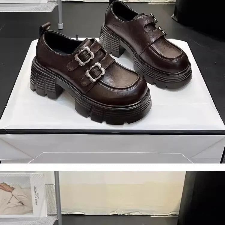 Shoes for Women  New Quality Women's Pumps Hot Sale Loafers Fashion Buckle Platform Leather Shoes Trend Versatile Zapatos