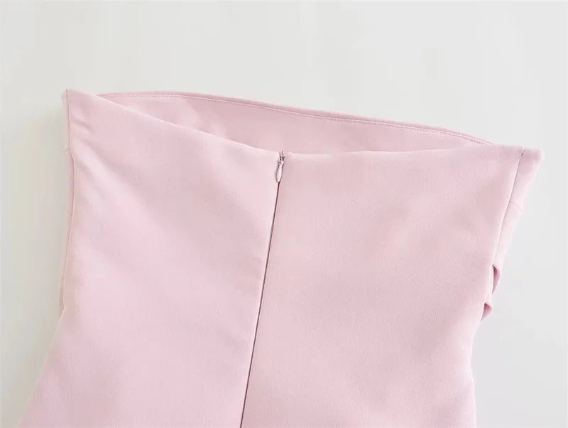 MUJER off Shoulder Crop Top Woman Ruched Backless Tube Top Women Summer Corset Top Female Sexy Tanks Camis Tops for Women 2025