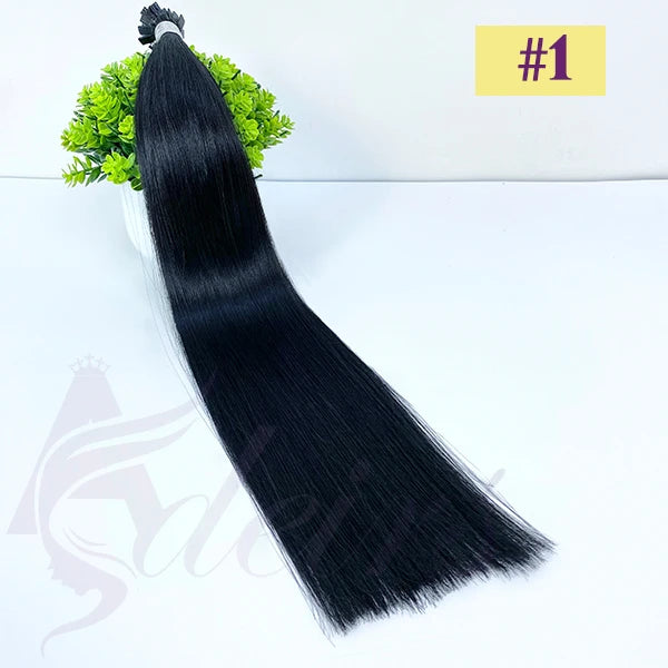 ADEIRS Flat Tip Hair Extensions 100% Real Human Hair Fusion Keratin Capsule Hair Extensions Brown Blonde Straight 1g/Strand