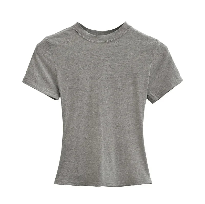 New High Quality Casual T shirt Sexy Slim Short Sleeves Fashion Trend Solid Women Clothing y2k Tops