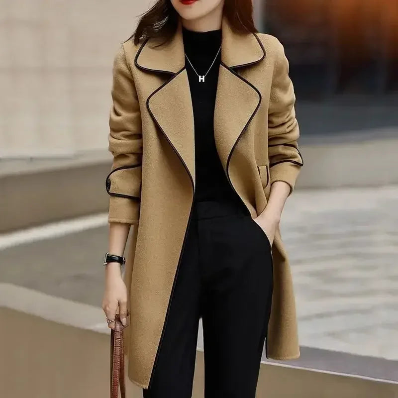 Loose Clothing Over Women's Blazers Long Female Coats and Jackets Black Jacket Dress Solid Overcoat New in Trench Coat Outerwear