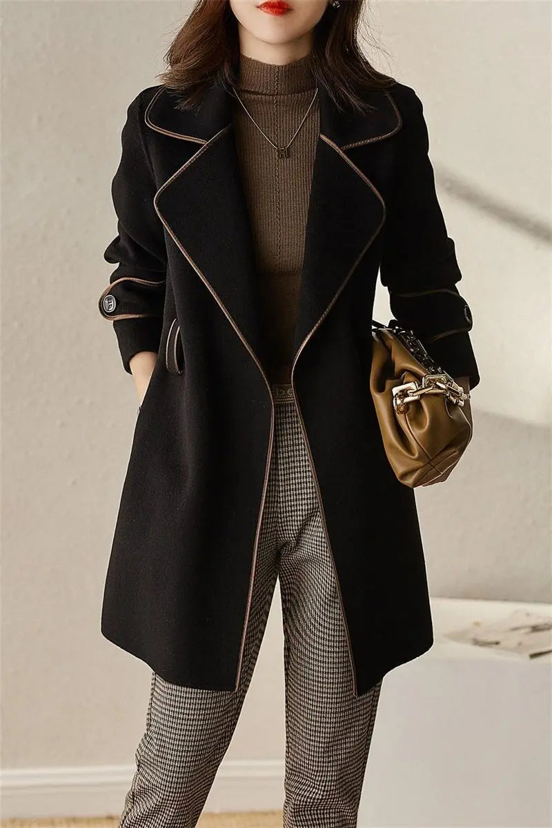 Loose Clothing Over Women's Blazers Long Female Coats and Jackets Black Jacket Dress Solid Overcoat New in Trench Coat Outerwear