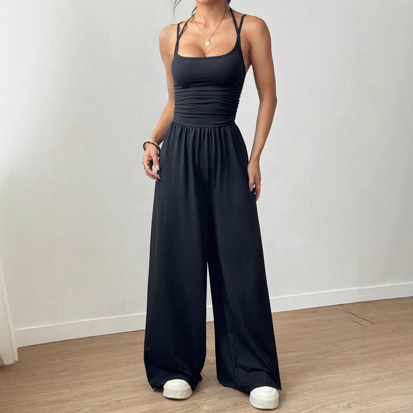 Black Camisole Waist Wide Leg Jumpsuit