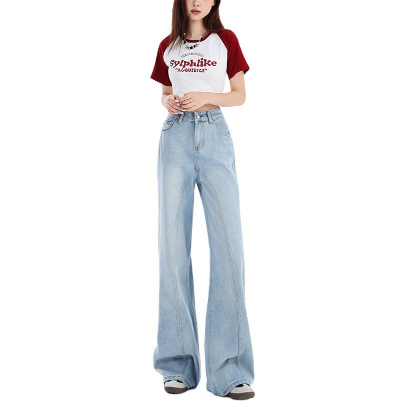 Fried Street Yellow Mud Dyed Washed Jeans Women's Line Design Sense